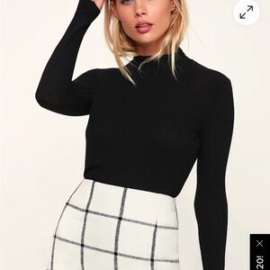 Lulu's Black and White Checkered Mini Skirt